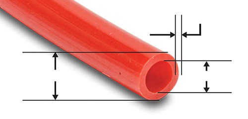 Outer Diameter 3/8-10 ft Inner Diameter 0.275 Hard High-Pressure Bendable Opaque Red Nylon Tubing for Air and Water Applications