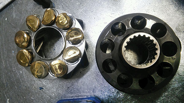 Fig. 1. The cavitation that caused this piston pump to fail catastrophically, to the point of melting the piston shoes, could have been detected weeks in advance through sound predictive maintenance.